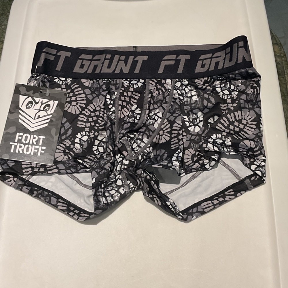 FT Grunt Black and Gray Patterned Boxer Briefs